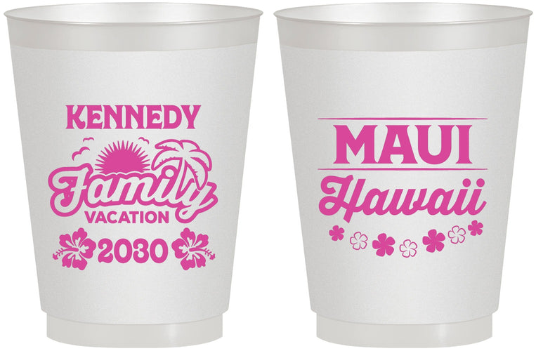 Personalized Family Vacation 16 oz Frosted Cups - Hawaii | 180040