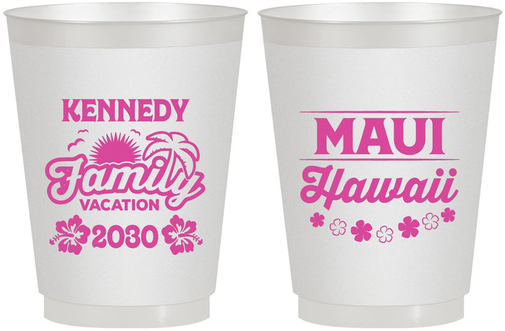 Personalized Family Vacation 16 oz Frosted Cups - Hawaii | 180040