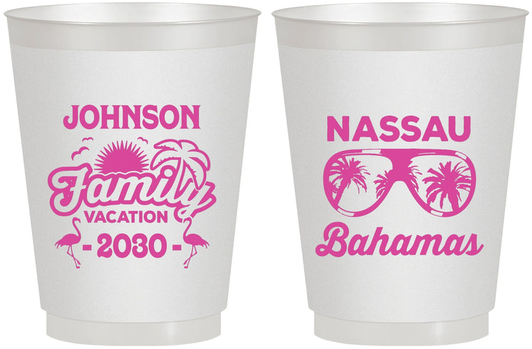 Personalized Family Vacation 16 oz Frosted Cups - Bahamas | 180041