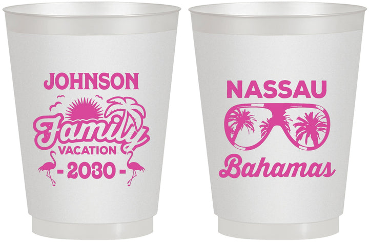Personalized Family Vacation 16 oz Frosted Cups - Bahamas | 180041