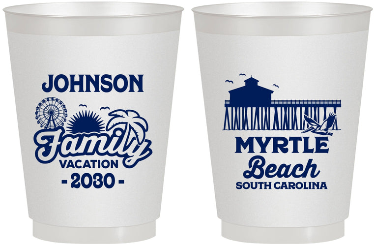 Personalized Family Vacation 16 oz Frosted Cups - Myrtle Beach | 180045