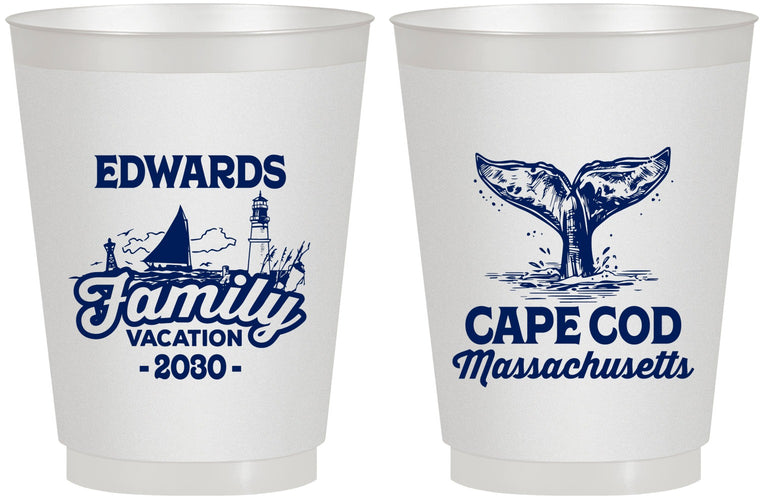 Personalized Family Vacation 16 oz Frosted Cups - Cape Cod | 180046