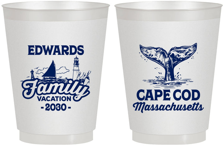 Personalized Family Vacation 16 oz Frosted Cups - Cape Cod | 180046