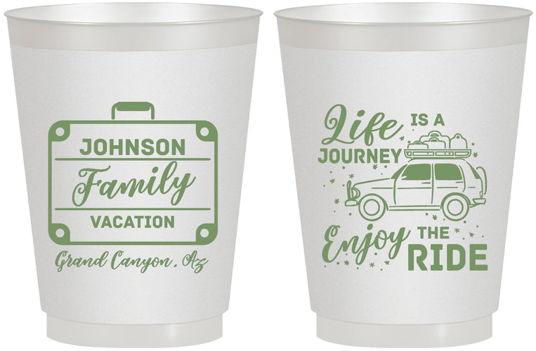 Personalized Family Vacation 16 oz Frosted Cups - Road Trip Car | 180051