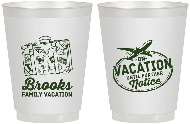 Personalized Family Vacation 16 oz Frosted Cups - Road Trip Plane | 180052