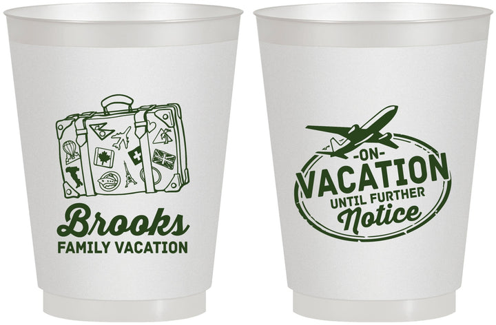 Personalized Family Vacation 16 oz Frosted Cups - Road Trip Plane | 180052
