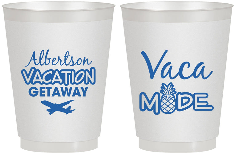 Personalized Family Vacation 16 oz Frosted Cups - Vacay Vibes Trip | 180055