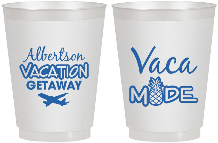 Personalized Family Vacation 16 oz Frosted Cups - Vacay Vibes Trip | 180055