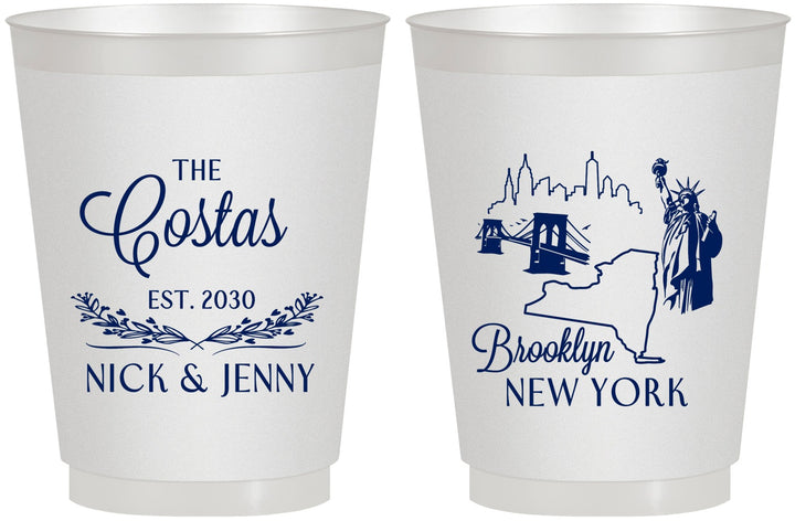Personalized Wedding 16 oz Frosted Cups - New  York | 181