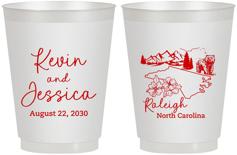 Personalized Wedding 16 oz Frosted Cups - North Carolina | 182