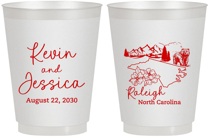 Personalized Wedding 16 oz Frosted Cups - North Carolina | 182