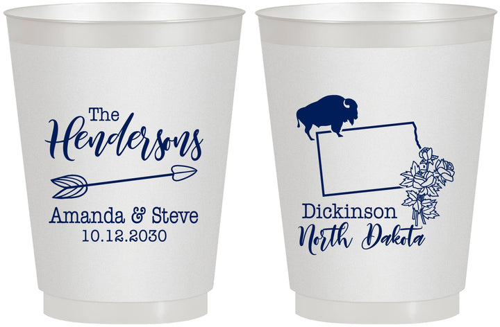 Personalized Wedding 16 oz Frosted Cups - North Dakota | 183