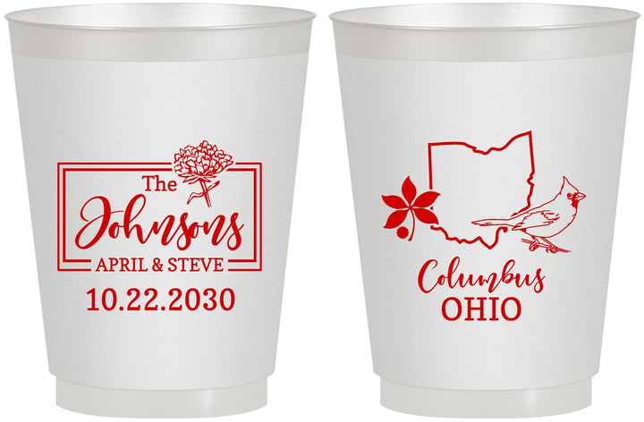 Personalized Wedding 16 oz Frosted Cups - Ohio | 184