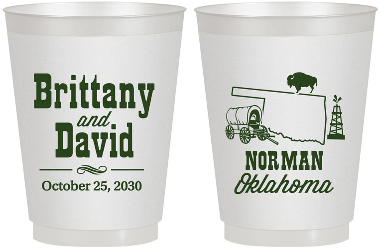 Personalized Wedding 16 oz Frosted Cups - Oklahoma | 185