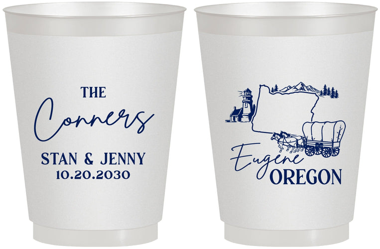 Personalized Wedding 16 oz Frosted Cups - Oregon | 186