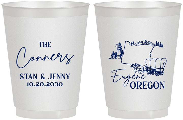 Personalized Wedding 16 oz Frosted Cups - Oregon | 186