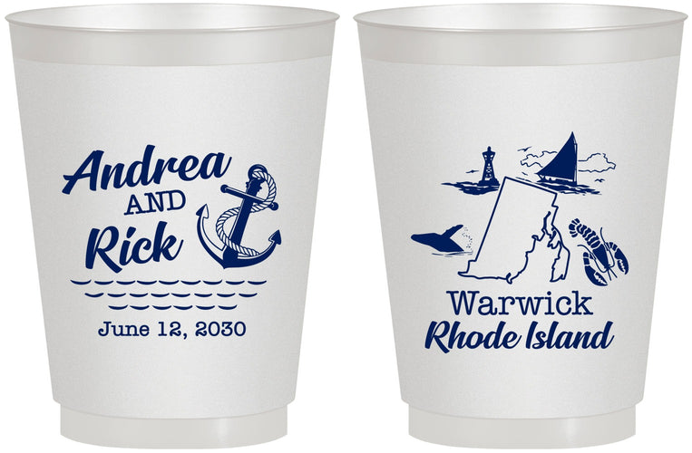 Personalized Wedding 16 oz Frosted Cups - Rhode Island | 188