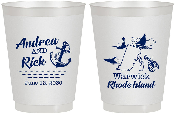 Personalized Wedding 16 oz Frosted Cups - Rhode Island | 188