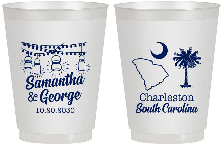 Personalized Wedding 16 oz Frosted Cups - South Carolina | 189