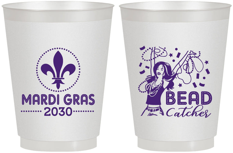 Personalized Mardi Gras 16 oz Frosted Cups - Bead Catcher Nola | 190000