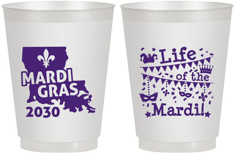 Personalized Mardi Gras 16 oz Frosted Cups - Life Of The Mardi | 190001