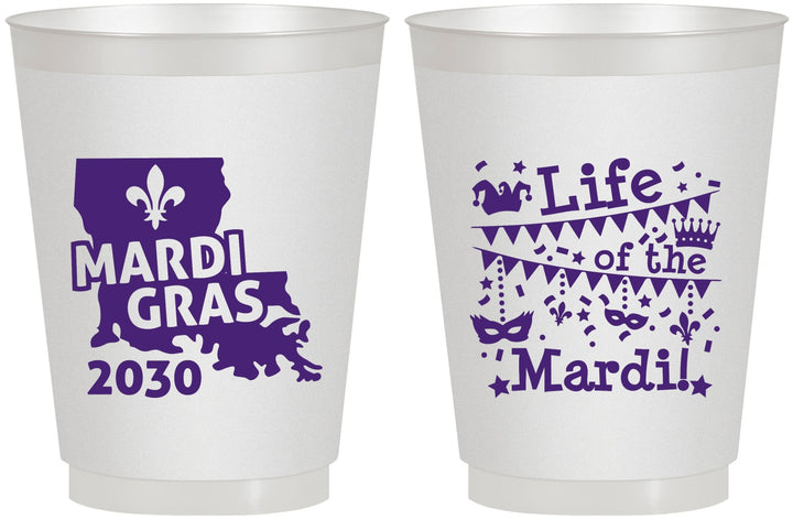 Personalized Mardi Gras 16 oz Frosted Cups - Life Of The Mardi | 190001