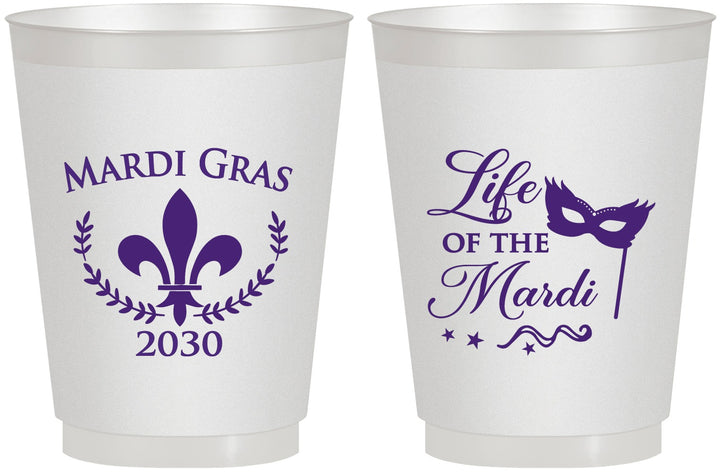 Personalized Mardi Gras 16 oz Frosted Cups - Life Of The Mardi | 190004