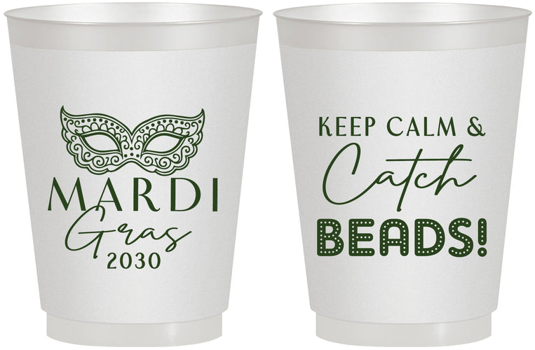 Personalized Mardi Gras 16 oz Frosted Cups - Beads Nola | 190007