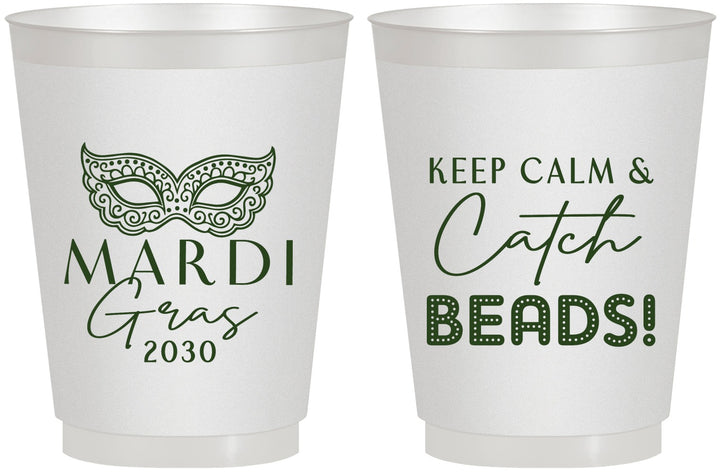 Personalized Mardi Gras 16 oz Frosted Cups - Beads Nola | 190007