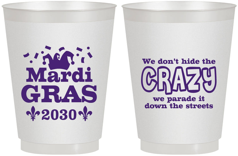 Personalized Mardi Gras 16 oz Frosted Cups - Fleur De Lis | 190009