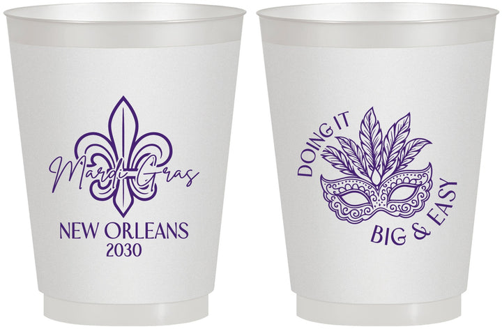 Personalized Mardi Gras 16 oz Frosted Cups - Fleur De Lis | 190010
