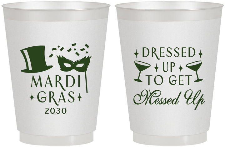 Personalized Mardi Gras 16 oz Frosted Cups - Fleur De Lis | 190015