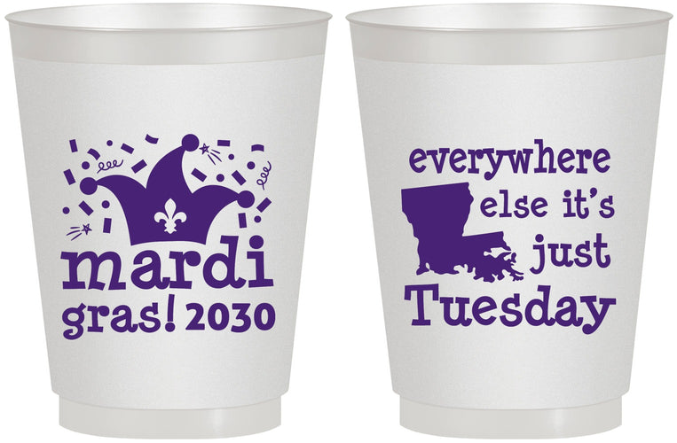 Personalized Mardi Gras 16 oz Frosted Cups - Nola New Orleans | 190016