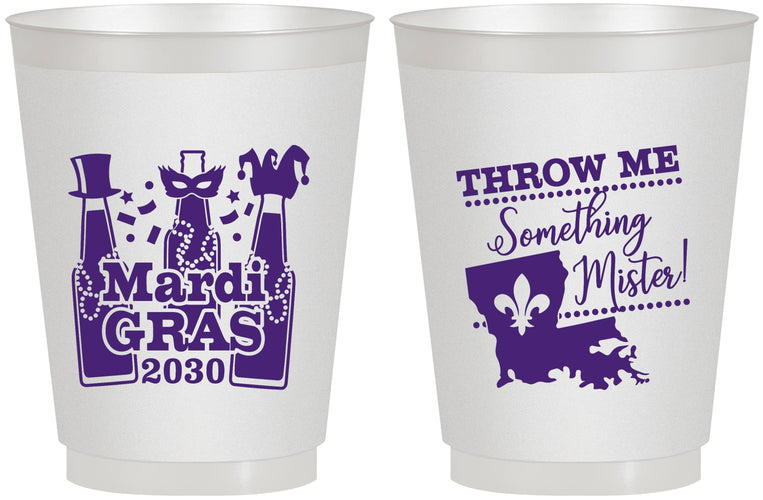 Personalized Mardi Gras 16 oz Frosted Cups - Beads Nola | 190017