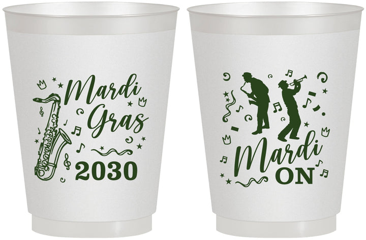 Personalized Mardi Gras 16 oz Frosted Cups - Mardi On Jazz | 190019