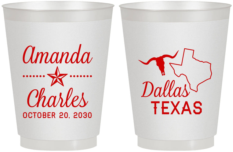 Personalized Wedding 16 oz Frosted Cups - Texas | 192