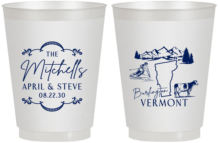 Personalized Wedding 16 oz Frosted Cups - Vermont | 194