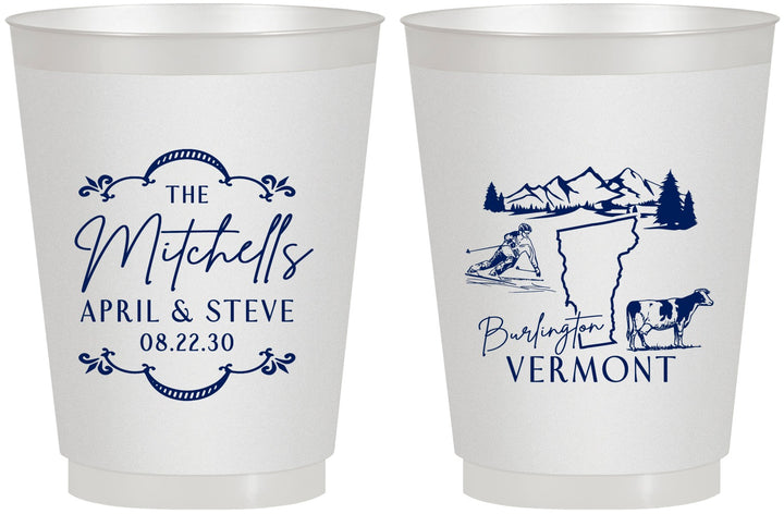 Personalized Wedding 16 oz Frosted Cups - Vermont | 194