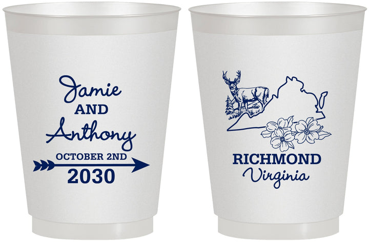 Personalized Wedding 16 oz Frosted Cups - Virginia | 195