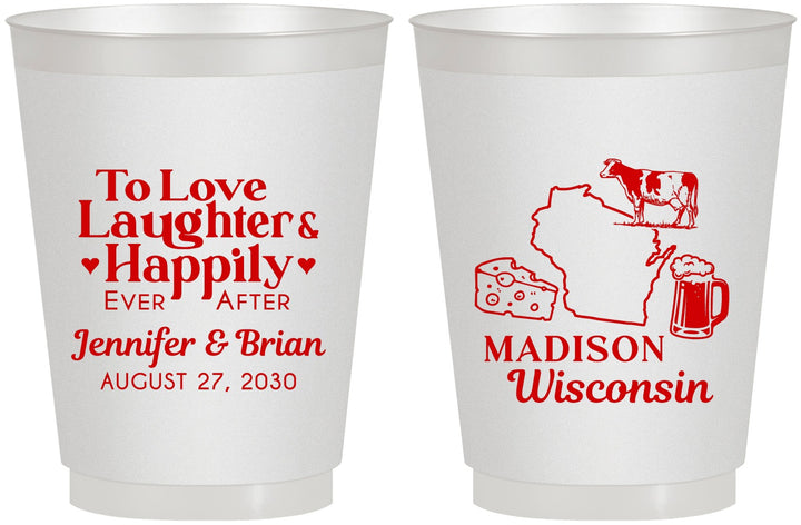 Personalized Wedding 16 oz Frosted Cups - Wisconsin | 198