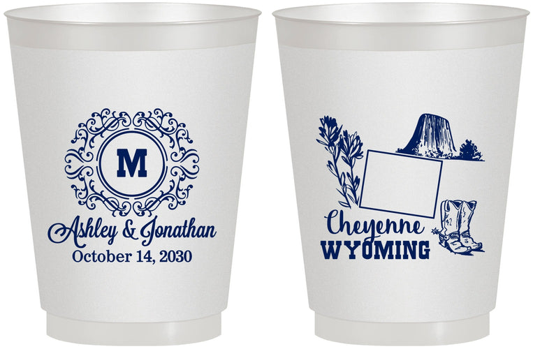 Personalized Wedding 16 oz Frosted Cups - Wyoming | 199