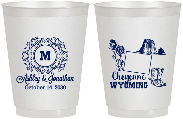 Personalized Wedding 16 oz Frosted Cups - Wyoming | 199