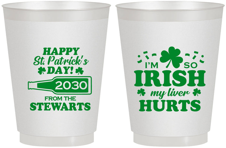 Personalized St Patricks Day 16 oz Frosted Cups - Irish My Liver Hurts | 200000
