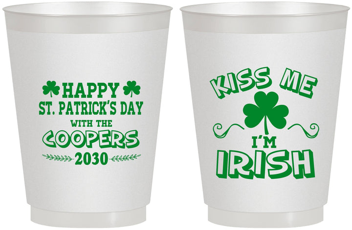 Personalized St Patricks Day 16 oz Frosted Cups - Kiss Me I Am Irish | 200004