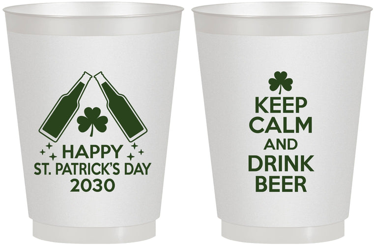 Personalized St Patricks Day 16 oz Frosted Cups - Clover Irish | 200005