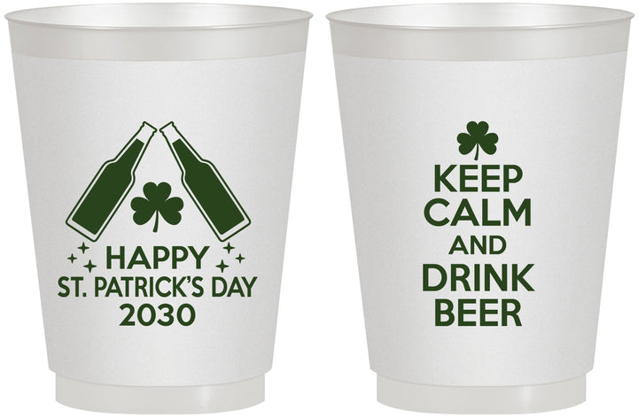 Personalized St Patricks Day 16 oz Frosted Cups - Clover Irish | 200005