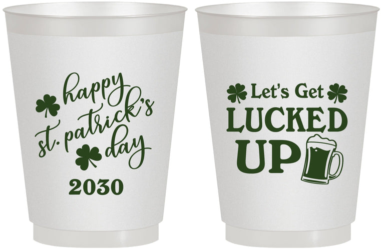 Personalized St Patricks Day 16 oz Frosted Cups - Lucked Up | 200007