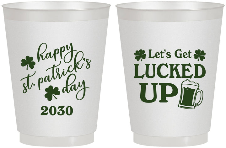 Personalized St Patricks Day 16 oz Frosted Cups - Lucked Up | 200007