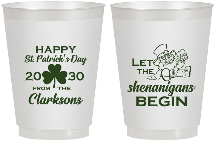Personalized St Patricks Day 16 oz Frosted Cups - Shenanigans Leprechaun | 200011