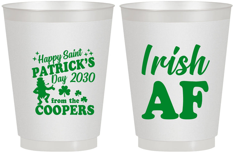 Personalized St Patricks Day 16 oz Frosted Cups - Irish Af Leprechaun | 200012